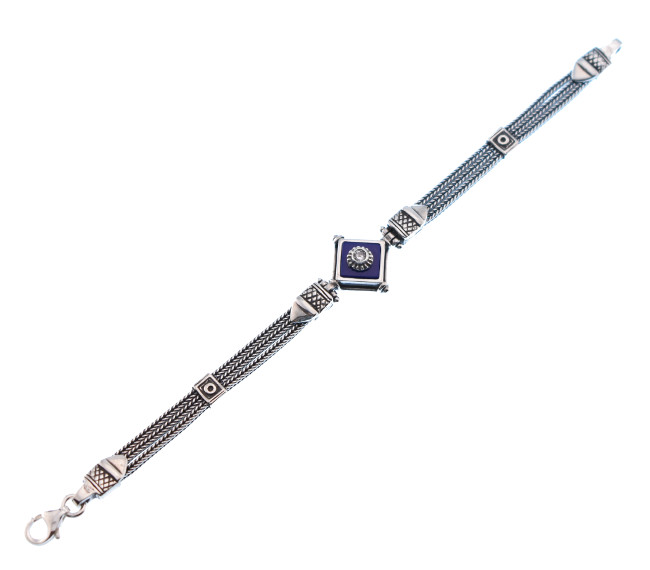 Oxidized Silver Bracelet With Lapis Lazuli