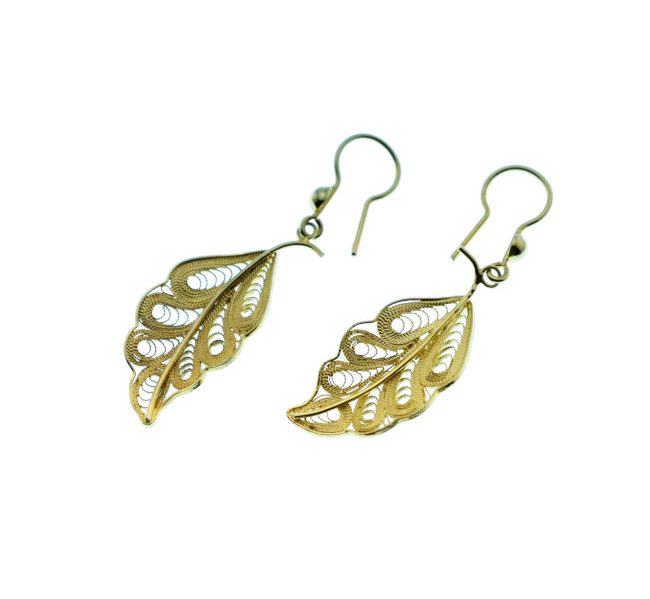 Gold-Plated Traditional Hand Made Silver Earrings (Filigran Art)