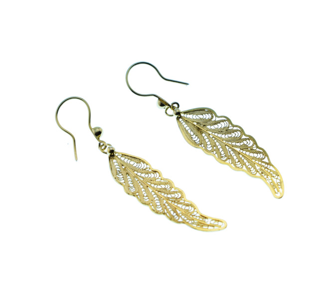 Gold-Plated Traditional Hand Made Silver Earrings (Filigran Art)
